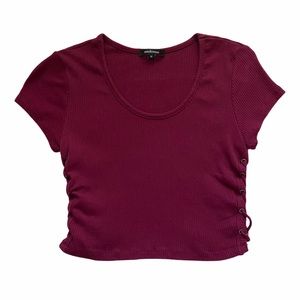 Maroon lace crop top